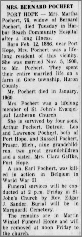 Martha Pochert Obituary